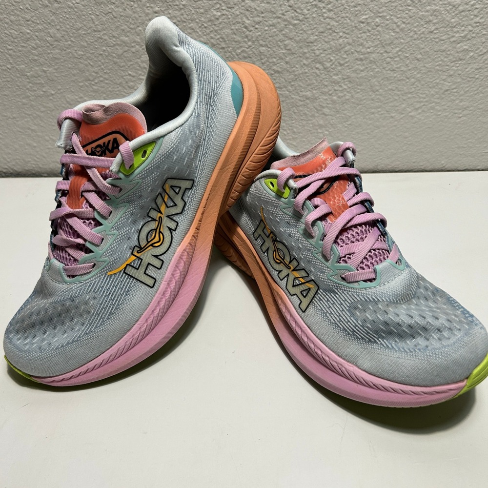 Hoka Mach 6 Illusion Sunlit High Running Shoes Women 8B 1147810 ISK Blue Pink